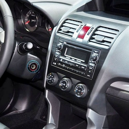 Blue ignition switch key ring on the car dashboard with ACC/LOCK markings