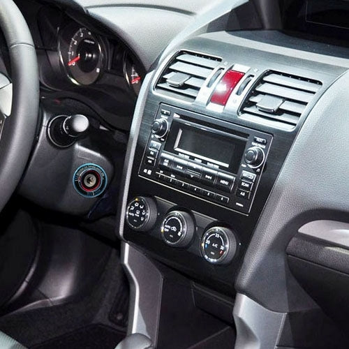 Blue ignition switch key ring on car dash, round ring with ACC/LOCK labels