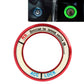 Red aluminum ignition key ring with ACC and LOCK markings around the inner hole