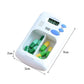 Smart pill reminder timer box open to show colorful capsule slots and LCD display