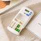 Smart pill reminder timer box on fabric with inner medicine compartments