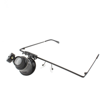 20X LED magnifier with headband and lens assembly, side view for watch work