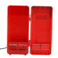 Mini USB beverage cooler/heater in red with open door and bottom vent slots
