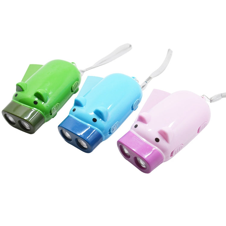 Animal-shaped emergency LED flashlight set with strap, in green, blue, and pink
