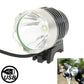 USB bicycle headlamp light, silver front LED with green accent ring and black mount
