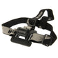 Adjustable head strap with black closures and gray patterned center strap