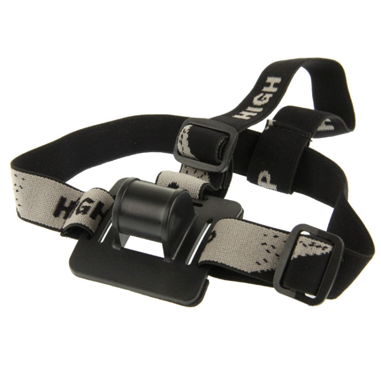 Adjustable head strap with black closures and gray patterned center strap