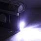 Handheld UV blacklight emitting bright light from the front window