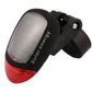 Solar bicycle tail light with red lens and solar panel on black mounting bracket