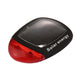 Solar bicycle tail light with red textured lens, black body, and solar panel window