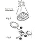 Solar bicycle tail light diagram showing solar charging and mounting steps