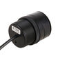 Rear view camera module with textured ring lens and circular mounting face