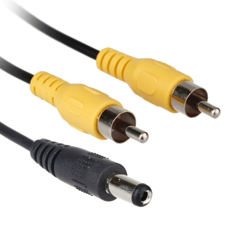 Car rear view camera cables with yellow and black RCA plugs