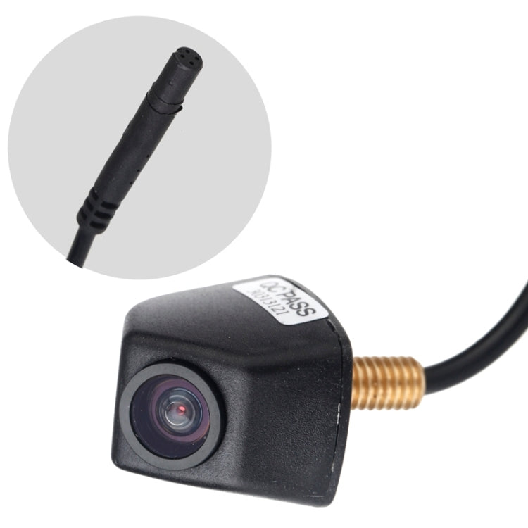 Waterproof rear view camera module with black housing and attached cable