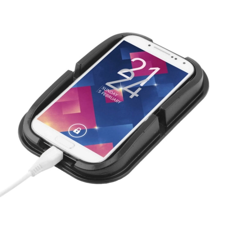 Universal smartphone holder cradle securing a smartphone with cable access, black
