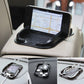 Universal smartphone holder mounted on dashboard with phone, textured grip, black