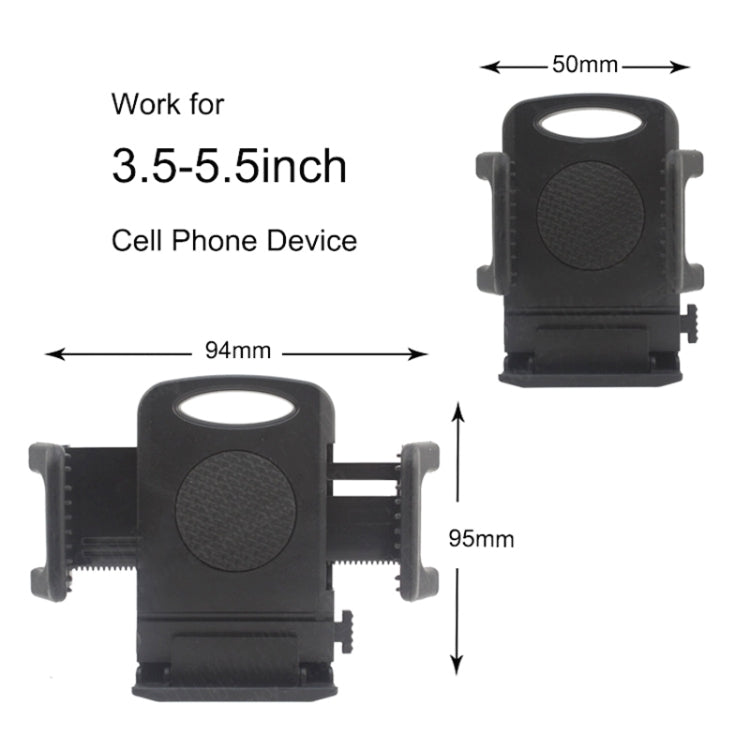 Black adjustable phone windshield mount holder with size dimensions