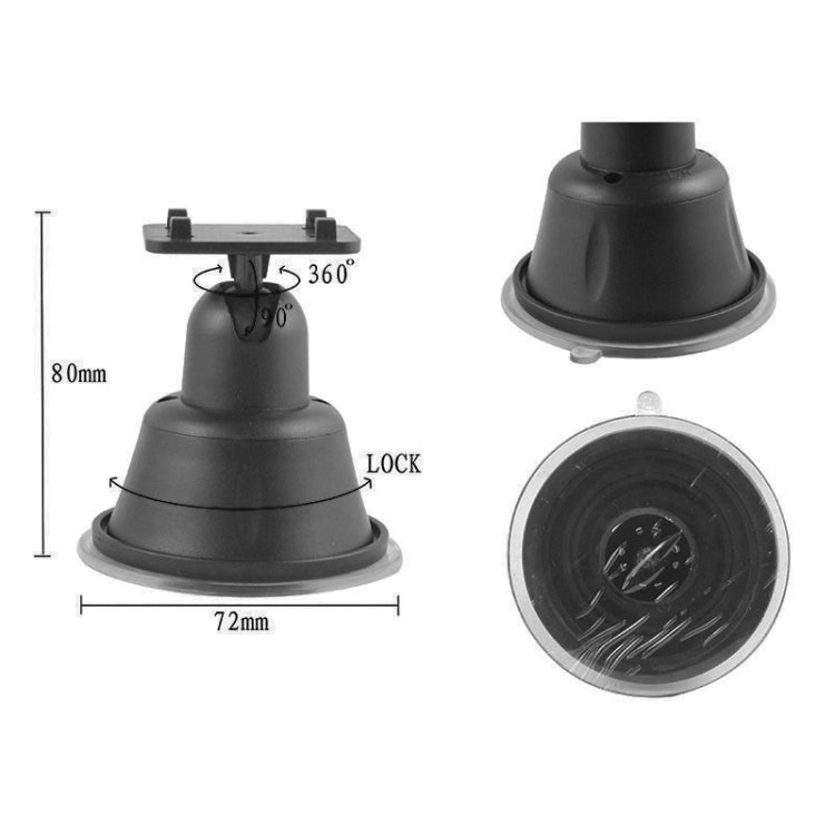 Black suction mount holder with 360° rotation and locking base