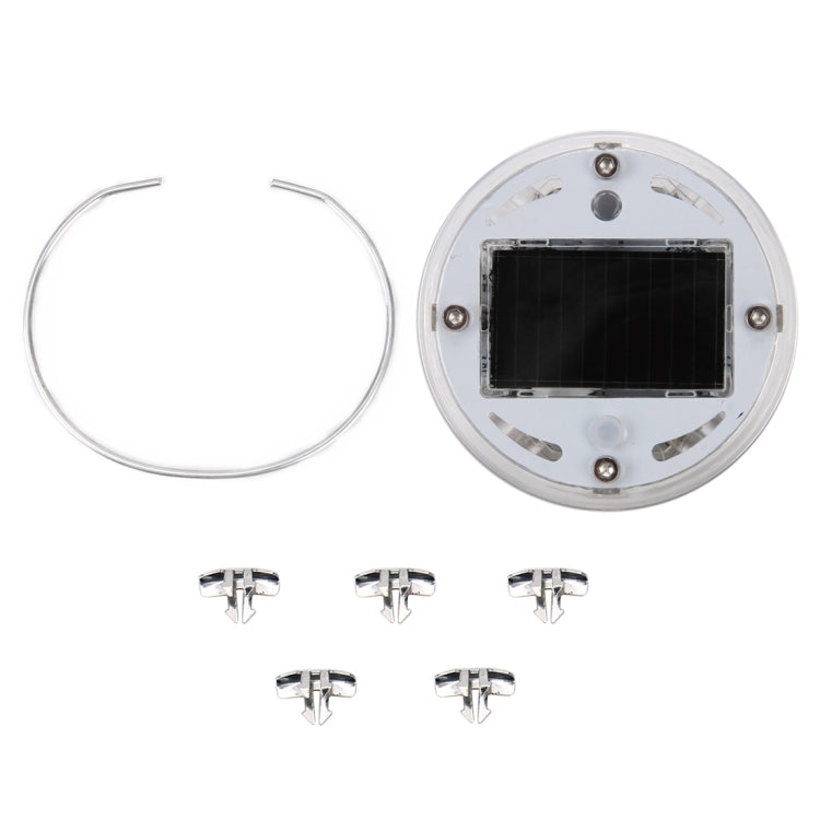 Solar wheel LED light kit with solar disk, screws, and thin cable wire
