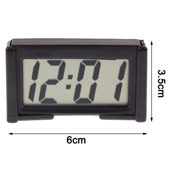 Car clock display front view with blue time digits and size marked 6cm by 3.5cm