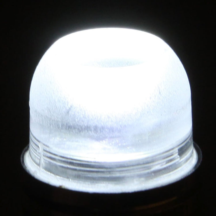 Lit DC 12V LED pin light bulb with bright white beam through clear lens