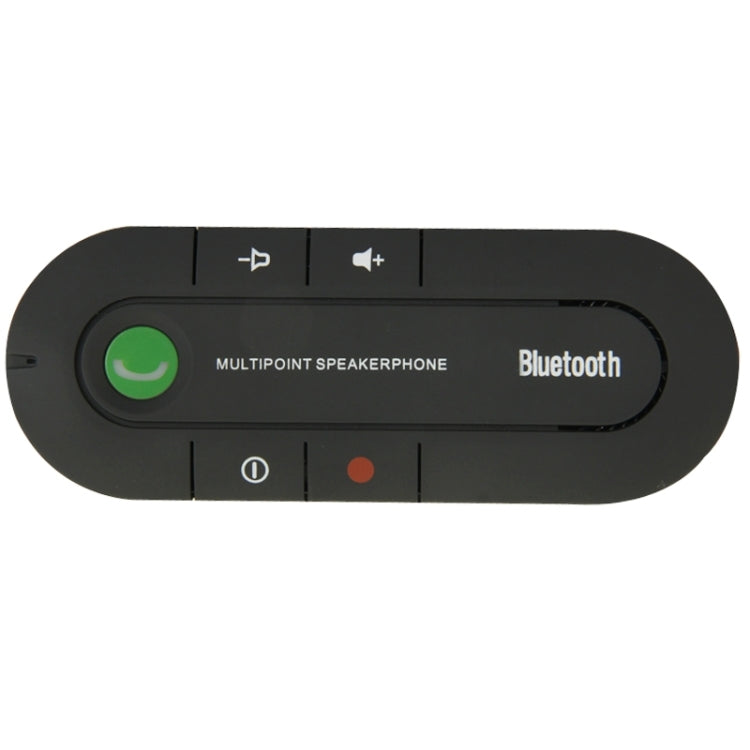 Black Bluetooth hands-free speakerphone control panel with call and music buttons