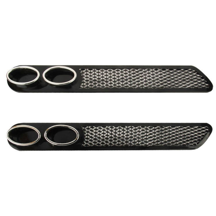 Black exhaust pipe decorative stickers with mesh insert and two chrome-trimmed outlets