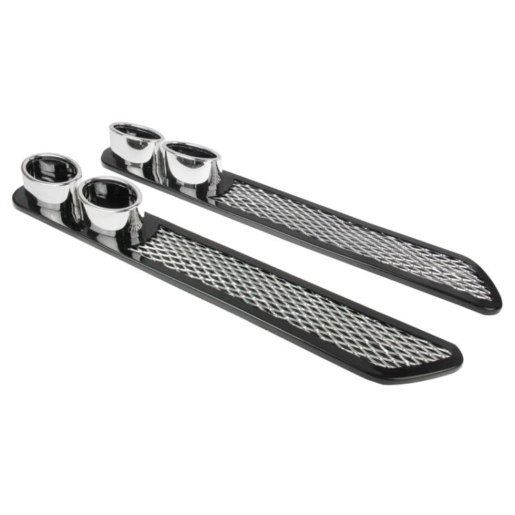 Black exhaust pipe decal set with chrome outlet rings and diamond-mesh grille