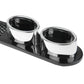 Exhaust pipe decal set with glossy black base and chrome outlet rings over mesh