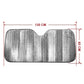 Foldable rear windshield sunshade size diagram: 130cm by 60cm, silver reflective foil