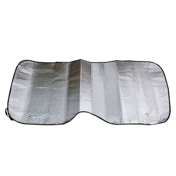 Reflective silver rear windshield sunshade foil with rounded center cutout