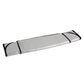 Folded rear windshield sunshade foil roll, reflective silver with black edges