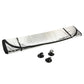 Folded rear windshield sunshade foil with black trim and small fastener pieces