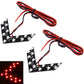 Universal car side mirror LED arrow lights with red/black wiring, red LED glow demo