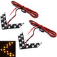 Universal car side mirror LED arrow lights with red/black wiring, yellow LED glow demo