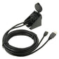 Black car flush-mount adapter cable with housing and USB plus micro HDMI cable ends