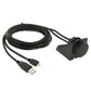 Black adapter cable with flush-mount housing and USB 2.0 to micro HDMI male connectors