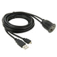 Black adapter cable with ribbed HDMI Type-A female end and USB-A plug for power/data
