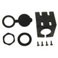 Black flush-mount accessories: cap, rings, bracket, and mounting screws set