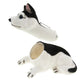 Black-and-white plush husky car decoration with gold chain and metal nodding wire
