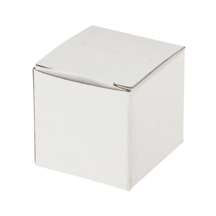 White cardboard retail box with metal hang tab