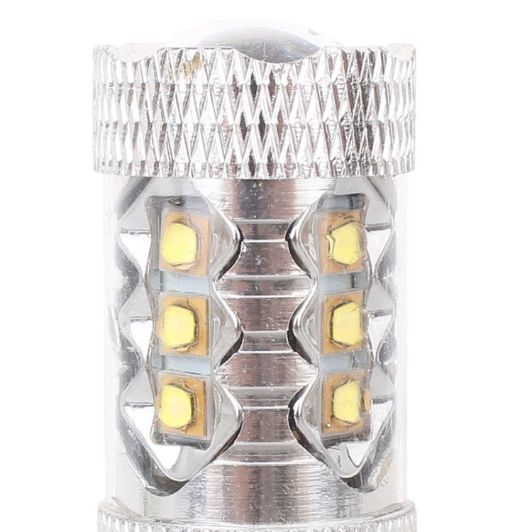 1157 LED brake light bulb top view with six yellow LED chips on reflector