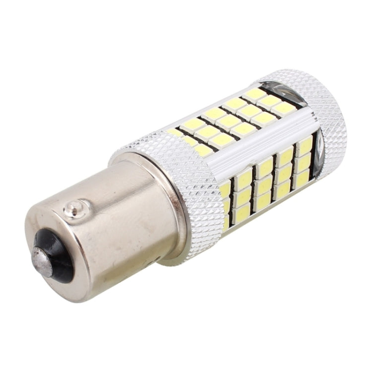 1156 LED bulb showing silver metal base and SMD LED grid on white body