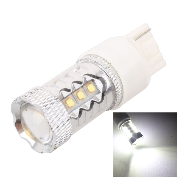 T20 LED fog light bulb with white base and chrome housing, 4 LED chips