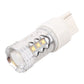 LED fog light bulb front view with four yellow LED chips and white plastic base