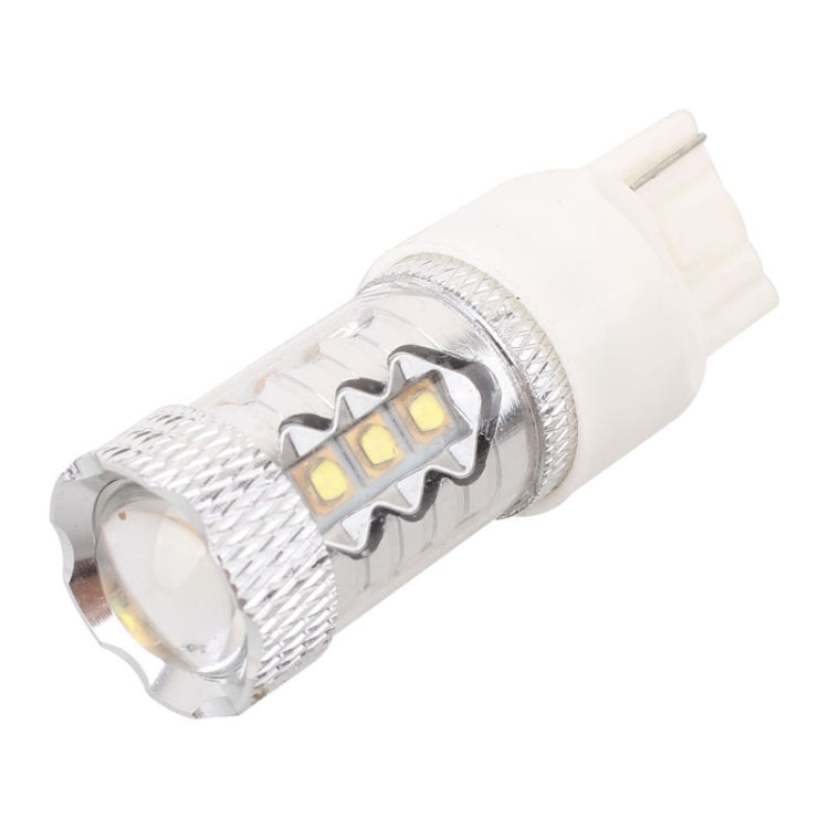 LED fog light bulb front view with four yellow LED chips and white plastic base