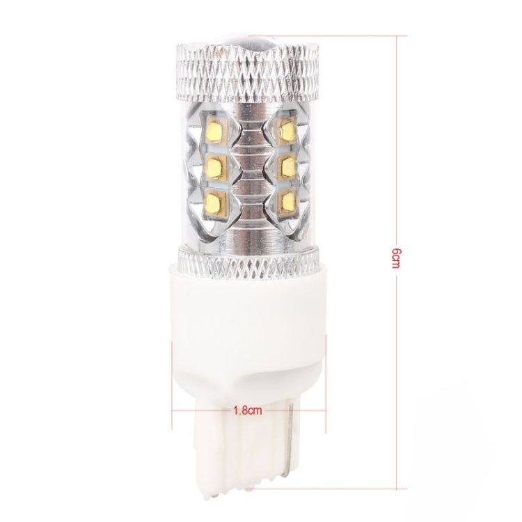 LED fog light bulb with metal heat sink and white connector, with size markings