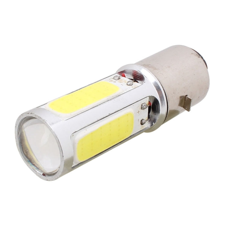 White-light LED motorcycle brake lamp bulb, chrome housing, two COB LED strips
