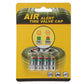 Tire valve cap set blister pack with four chrome caps and green/red indicators.