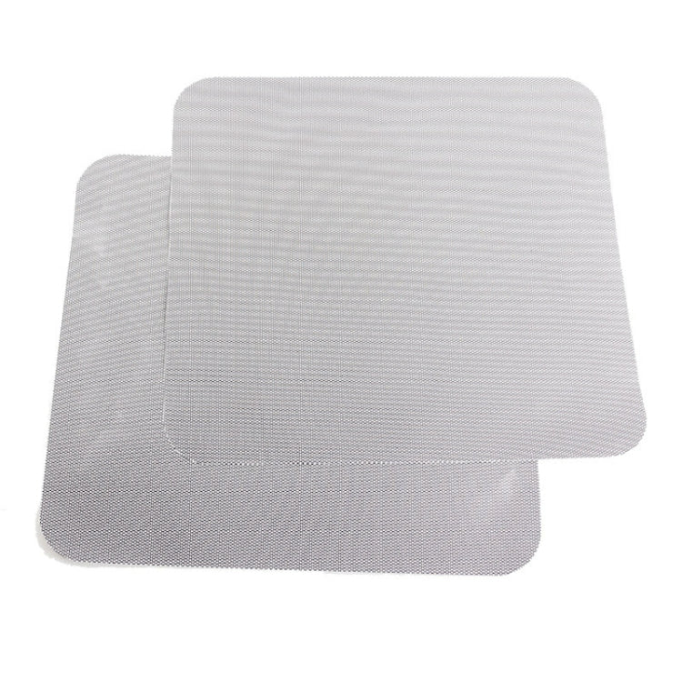 Overlapping gray mesh window stickers, electrostatic cling style